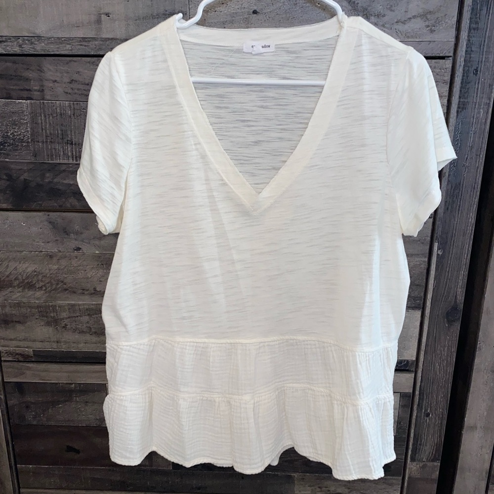 Tiered Flowy Short Sleeve V-Neck Top